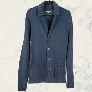 Vince Oversized Dark Blue Knit Buttoned Cardigan Sweater Large